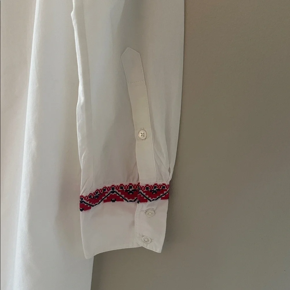 J. Crew Womens White Cotton Long Sleeve Embroidered Tunic Beach Coverup Sz Small
